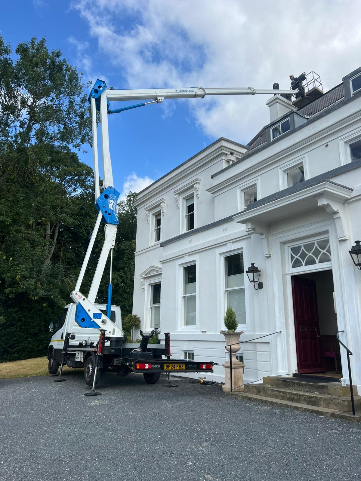 Chimney repair from cherry picker in Leighton Buzzard